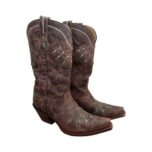 Tony Lama VF6015 Chocolate Rancho Snip Toe Western Cowgirl Boots